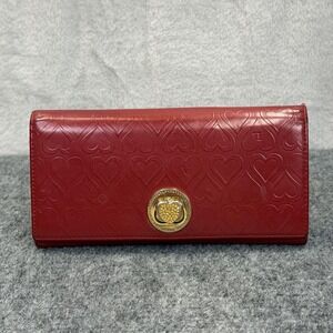 Lovcat Wallet Womens Red Leather Rhinestone Heart Embossed Valentine